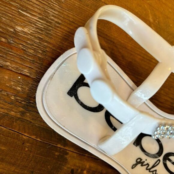 Bebe White Jeweled Sandals Size L 9/10 Kids - Picture 8 of 10